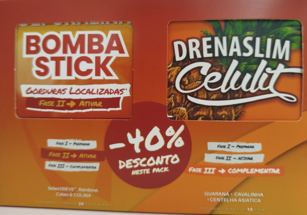 Depuralina Bomba stick (x30 unidades) + Drenaslim celulite (x15 sticks)
