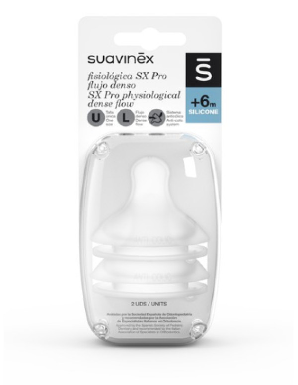 Suavinex Tetina Fisiologica Sx Pro Silicone _ +6M (2 unidades)