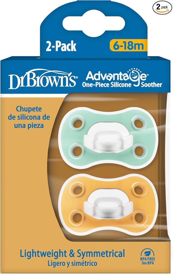 Dr Browns Advantage Chupeta Verde /Amrela 6-18meses x 2unidades