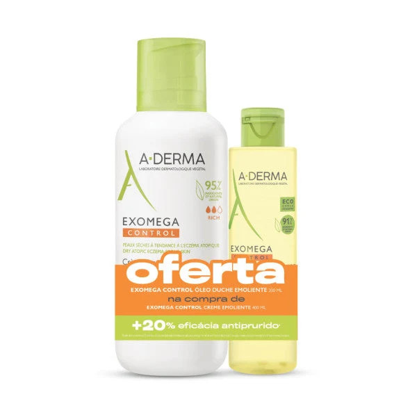 A-Derma Exomega Control Creme - 400ml + Oferta Óleo duche - 200ml
