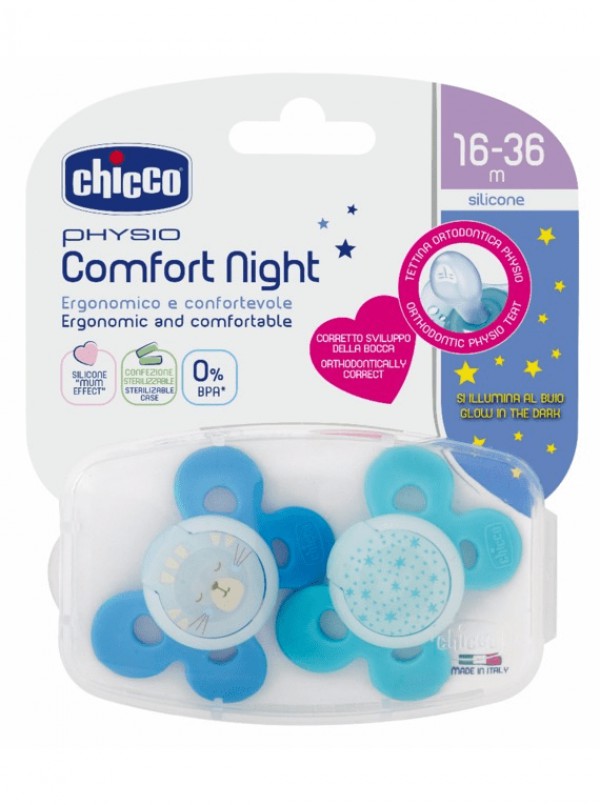 Chicco Chupeta Physio Comfort Night Boy_ 16-36meses
