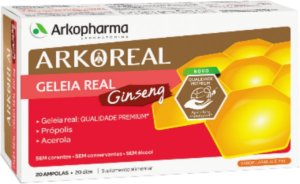 Arkoreal Geleia Real 500mg Ginseng Ampolas (x20 unidades)