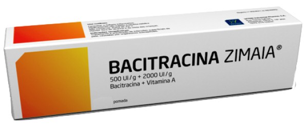 Bacitracina Zimaia" translates to "Bacitracina Zimaia" in Spanish. Both Portuguese and Spanish use the same name for this medication.