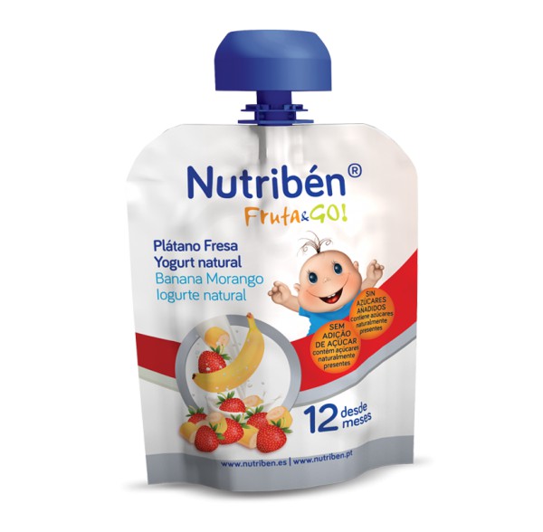 Nutriben Fruta Go Pure Banana/Morango/Iogurte Natural - 90g