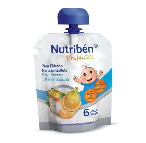Nutriben Fruta Go Pure_ Pêra/Banana/Laranja/Bolacha - 90g